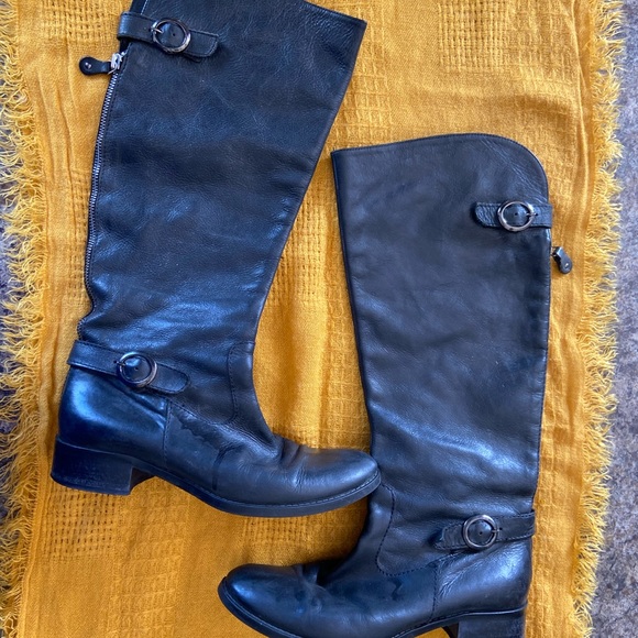 Cuoio Black Leather Knee Riding Boots, size 38 - Picture 1 of 15